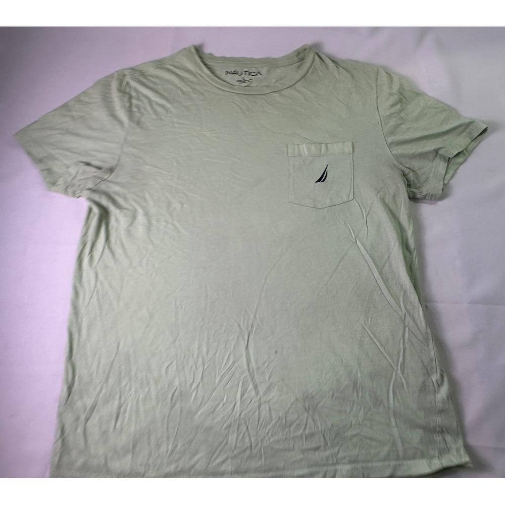 Nautica Mens Shirt Large Sage Green Pocket T-Shirt Cotton Retro Preppy Soft‎ L